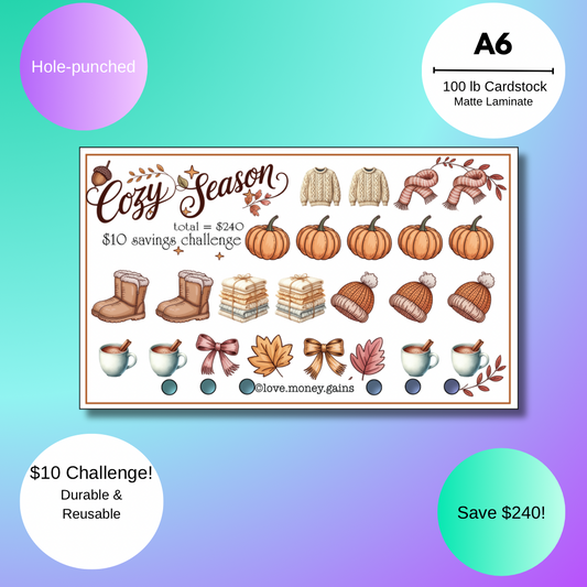 Cozy Season Savings Challenge | Fall Cash Stuffing Tracker